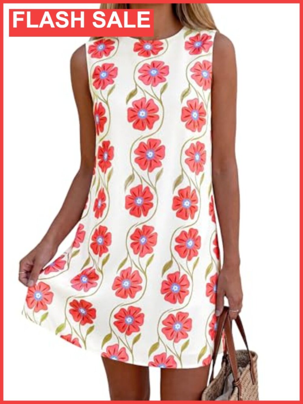 Women's Summer Floral Sleeveless Mini Dress A-line Casual Beach